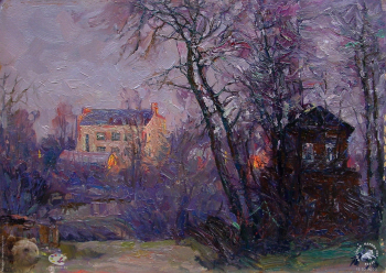 Простяков Алексей Семёнович. Уходящий день. Холст, масло. 2001. Собрание семьи художника.