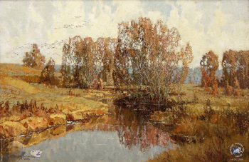 Карапаев Юрий Васильевич. Птицы улетают. Холст, масло. 51х76. 2005. Авторское собрание.