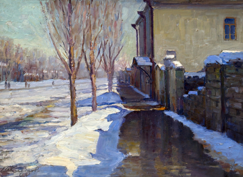 Клёнов Владимир Григорьевич. Ранняя весна. Ставрополь. Холст, масло. 28,5х40,5. 1948. Ставропольский краевой музей изобразительных искусств.
