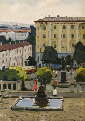 Чемсо Виктор Муссович. Ставрополь, этюд. Картон, масло. 70х50. 1960. Ставропольский краевой музей изобразительных искусств.