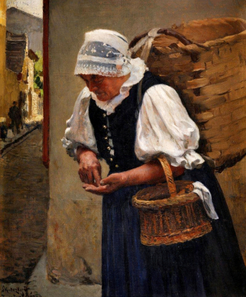 Доминик (Доменико) Скутецкий. Продавщица. Доска, масло. 55х45. 1895. Частная коллекция.