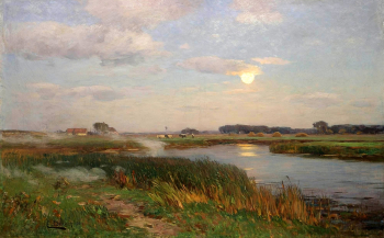 Дюккер Евгений Эдуардович. Восход Луны. Холст, масло. 86х136. 1904. Частная коллекция.