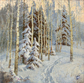 Карапаев Юрий Васильевич. Тихо в лесу. Холст, масло. 80х75. 2001. Авторское собрание.