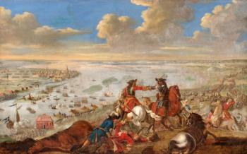 Иоганн Филипп Лемке. Карл XII на Двине в 1701 году. Холст, масло. 72,5х114. 18 век. Частная коллекция.