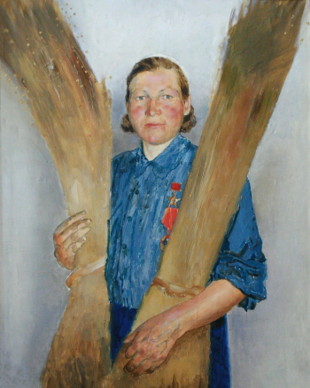 Малагис Владимир Ильич. Портрет льновода. Холст, масло. 100х80. 1949. Музейно-выставочный центр Забайкальского края.