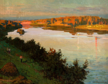 Кокорекин Алексей Алексеевич. Ока в Поленове. Холст, масло. 78х98. 1956. Тульский музей изобразительных искусств.