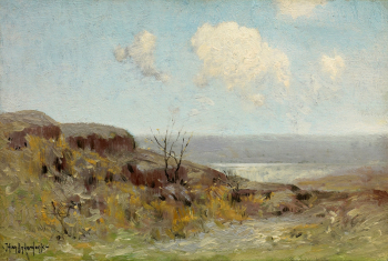 Джулиан Ондердонк. У подножия холма. Доска, масло. 15,2х22,9. 1908. Музей изящных искусств (Хьюстон).