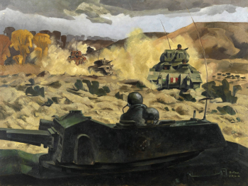 Бруно Бобак. Танковый конвой. Холст, масло. 76,2х101,6. 1944. Канадский военный музей.