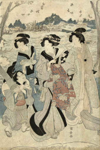 Куниясу Утагава. Прогулка по Сумиде. Бумага, ксилография. 1810-1820. Рейксмюсеум.