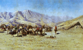 Зоммер Рихард-Карл Карлович. Привал каравана. Холст, масло. 71х115. 1897. Донецкий республиканский художественный музей.