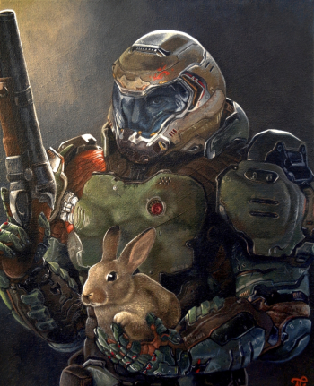 Иэн Нильсен. Палач Рока и Дейзи (Doom 2016). Холст, акрил. Частная коллекция.