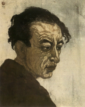 Косиро Онти. Портрет Сакутаро Хагивара. Бумага, ксилография. 1943. Национальный музей современного искусства (Токио).