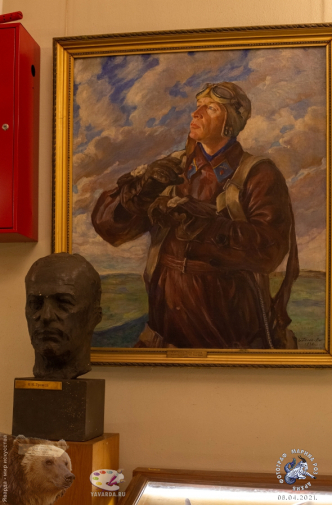 Делла-Вос-Кардовская Ольга Людвиговна. Портрет М.М.Громова перед полётом. Холст, масло. 112х96. 1938. Научно-мемориальный музей профессора Н.Е.Жуковского.