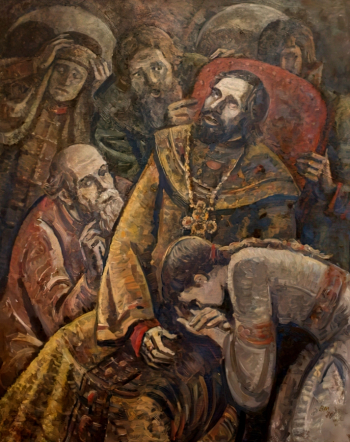 Минаев Владимир Николаевич. Смерть Бориса Годунова. Холст, масло. 100х80. 1986-1987. Пензенская областная картинная галерея имени К.А.Савицкого.