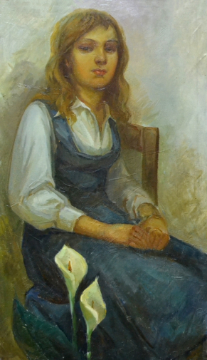 Крамник Александр Петрович. Девочка с каллами. Холст, масло. 78,5х47. Туапсинский историко-краеведческий музей имени Н.Г.Полетаева.