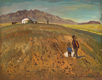 Алексеев Анатолий Иванович. Монгольские дали. Картон, масло. 77,2х60,8. 1978. Иркутский областной художественный музей имени В.П.Сукачева.