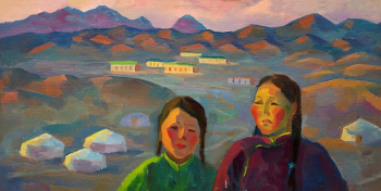 Курчатова Зинаида Капитоновна. Монгольские девочки. Холст, масло. 33х64. 1978. Национальный художественный музей Республики Саха (Якутия).