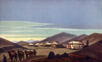 Рерих Николай Константинович. Юрты. Монголия. Холст, темпера. 52х69. 1940. Частная коллекция.