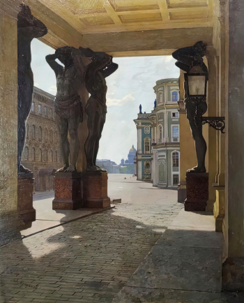 Богданов Леонид Николаевич. Эрмитаж. Картон, масло. 43х34. 1960-е. Екатеринбургский музей изобразительных искусств.
