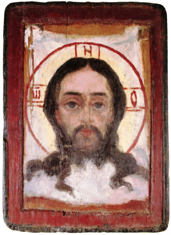 Шабунин Николай Авенирович. Икона `Спас Нерукотворный`. Доска, масло. 29х21. 1906. Музейное объединение Ненецкого автономного округа.