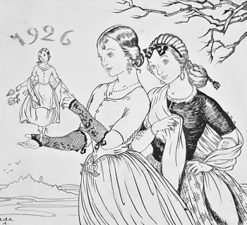 Лола Англада (Мария Долорес Англада-и-Сарриера). Новый год. Бумага, тушь. 22х20. 1926. Частная коллекция.