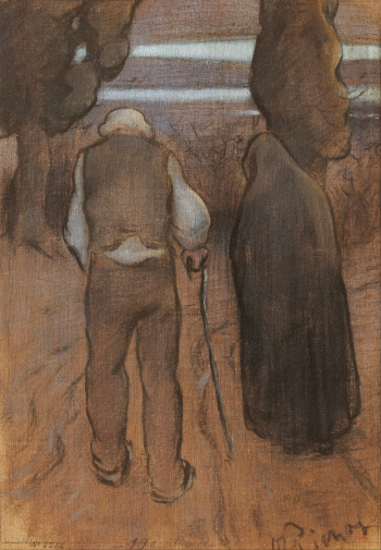 Рамон Пишот-и-Рамонес. Сумерки. Холст, гуашь, уголь. 46,8х33,7. 1894-1900. Национальный музей искусства Каталонии.