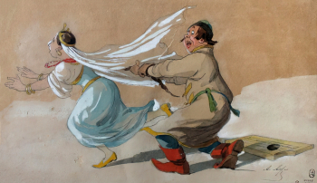 Афанасьев Алексей Фёдорович. Конёк-горбунок. Иллюстрация. Бумага, акварель, гуашь. Конец 19 или начало 20 века. Симферопольский художественный музей.