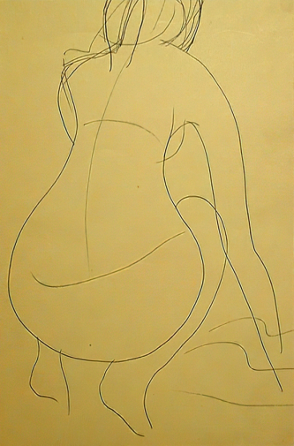 Вайнман Моисей Абрамович. Пляж. Бумага, фломастер. 44х32. 1971. Государственный музей городской скульптуры.