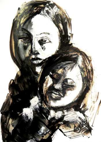 Альба Рокета. Материнство. Бумага, тушь. 30х40. 2012. Частная коллекция.