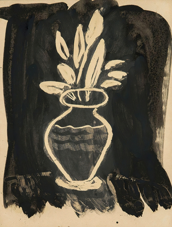 Нативитат Аяла. Ваза с цветами. Бумага, акрил. 70х50. 1992. Частная коллекция.
