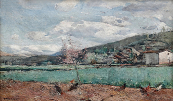 Игнаси Мальоль-и-Касановас. Пейзаж. Холст, масло. 30,5х51,5. 1916. Частная коллекция.
