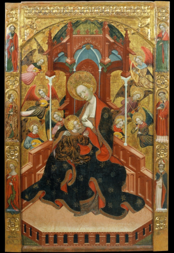 Рамон де Мур. Дева кормящая Младенца. Доска, темпера. 205,7х133,7. 1415-1425. Национальный музей искусства Каталонии.