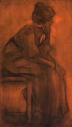 Герардов Николай Николаевич. Женский портрет. Бумага, офорт. 24,5х14. Начало 20 века. Государственный исторический музей.