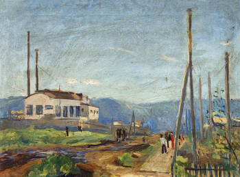 Сандлер Хаскель Моисеевич. РЭС. Комсомольск-на-Амуре. Холст, масло. 37х49. 1937. Дальневосточный художественный музей.