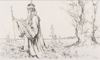 Руби Линдсей. Король. Бумага, тушь. 25х41. 1919. Частная коллекция.