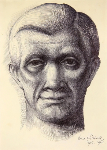 Эрик Вестбрук. Мужской портрет. Бумага, уголь. 1962. Частная коллекция.