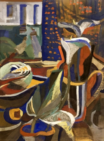 Францес Долина Эллис. Натюрморт у окна. Бумага, гуашь. 48х35. 20 век. Частная коллекция.