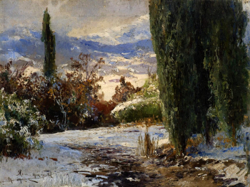 Беркос Михаил Андреевич. Ялта зимой. Доска, масло. 25х32. 1892. Харьковский художественный музей.