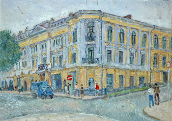 Камовский Владлен Александрович. Гостиница `Челюскин`. Оргалит, масло. 29х40. 1980. Музей истории Дальнего Востока имени В.К.Арсеньева.