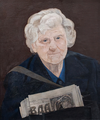 Жабский Алексей Александрович. Почтальон. Холст, масло. 47х39. 1970. Угличский государственный историко-архитектурный и художественный музей.
