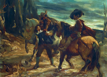 Альфред Деоденк. Нападение разбойников. Холст, масло. 35х53. 1850. Государственный Эрмитаж.