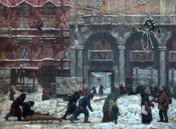 Дормидонтов Николай Иванович. Ленинград в дни блокады. Холст, масло. 67х89. 1943. Курганский областной художественный музей имени Г.А.Травникова.