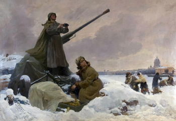 Титов Константин Александрович. Ленинград в дни блокады. Холст, масло. 210х300. 1946. Научно-исследовательский музей при Российской Академии художеств.
