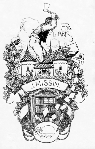 Зариньш Рихард Германович. Ex libris J.Missin. Экслибрис. Бумага, цинкография. 13,8х9,3. 1904. Ярославский художественный музей.