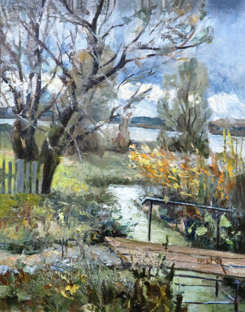 Капустин Юрий Николаевич. Осенний день на Селигере (этюд). Картон, масло. 45х35. 2008. Всероссийский мемориальный музей-заповедник В.М.Шукшина.