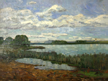 Сидоров Фёдор Лаврентьевич. На озере Селигер. Картон, масло. 60х80. 1985. Ивановский областной художественный музей.