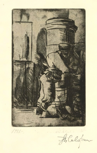 Скворикова Татьяна Михайловна. Трубочист. Бумага, офорт. 27,8х20,3. 1925. Государственный музей изобразительных искусств имени А.С.Пушкина.