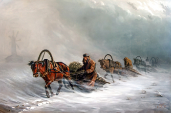 Бунин Наркиз Николаевич. Обоз. Холст, масло. 76х115. 1880. Государственный Владимиро-Суздальский историко-архитектурный и художественный музей-заповедник.