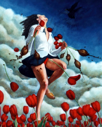 Джулиан Дэй. Чёрная птица. Холст, масло. 122х101. 1998. Частная коллекция.