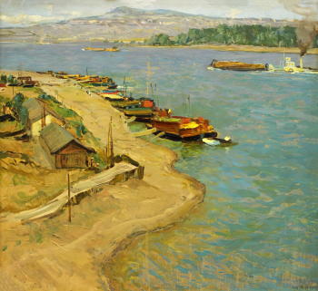 Ряузов Борис Яковлевич. Енисей. Картон, масло. 64х69. 1968. Музейно-выставочный комплекс `Музей Норильска`.